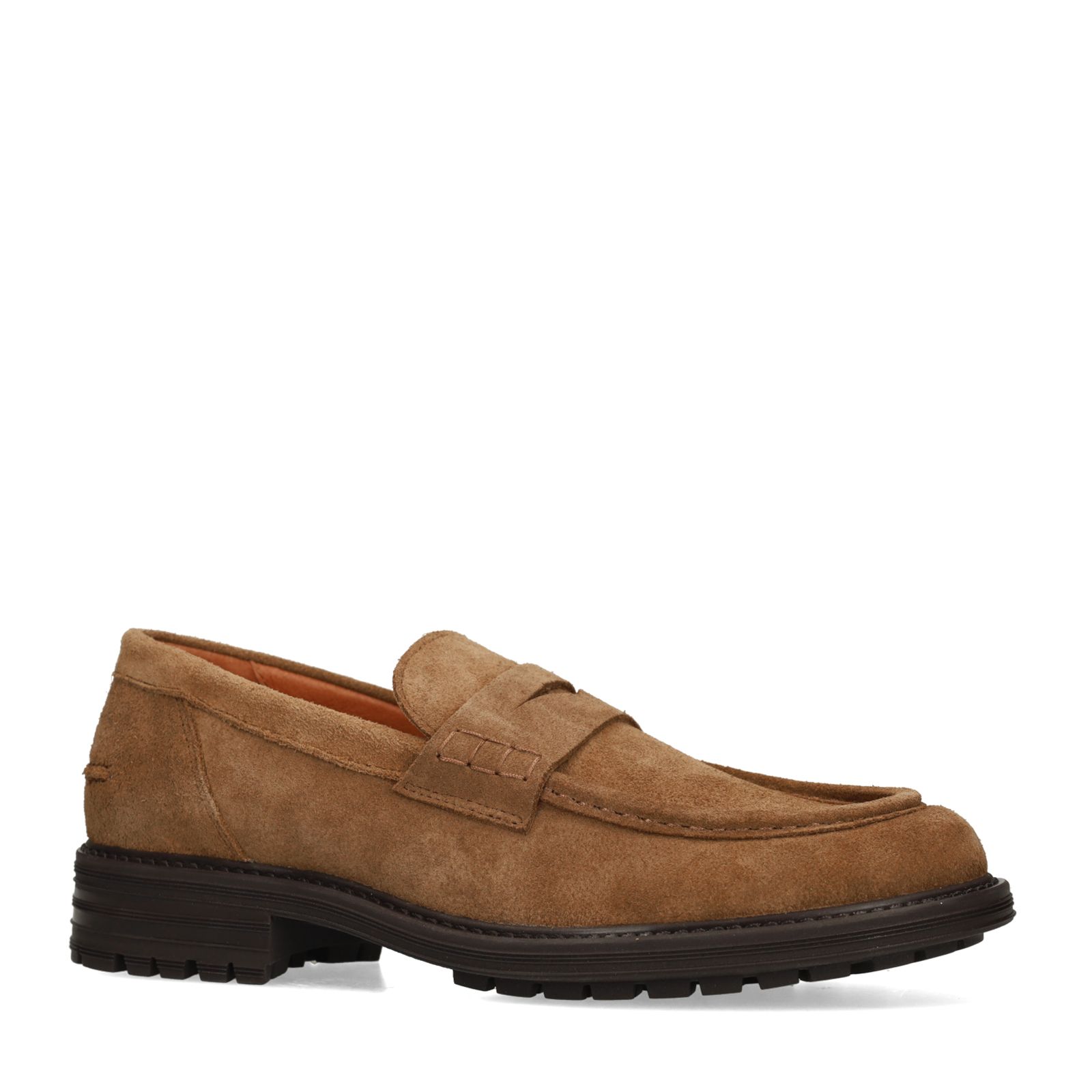 Taupefarbene Veloursleder-Loafer