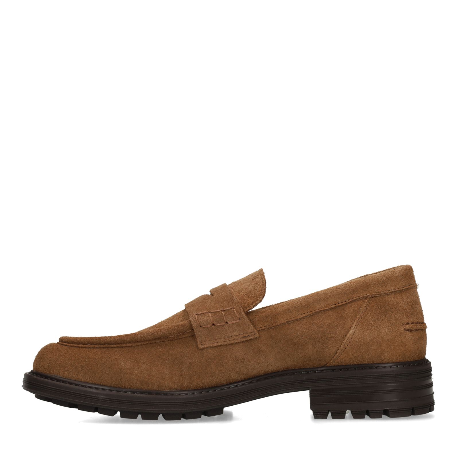 Taupefarbene Veloursleder-Loafer