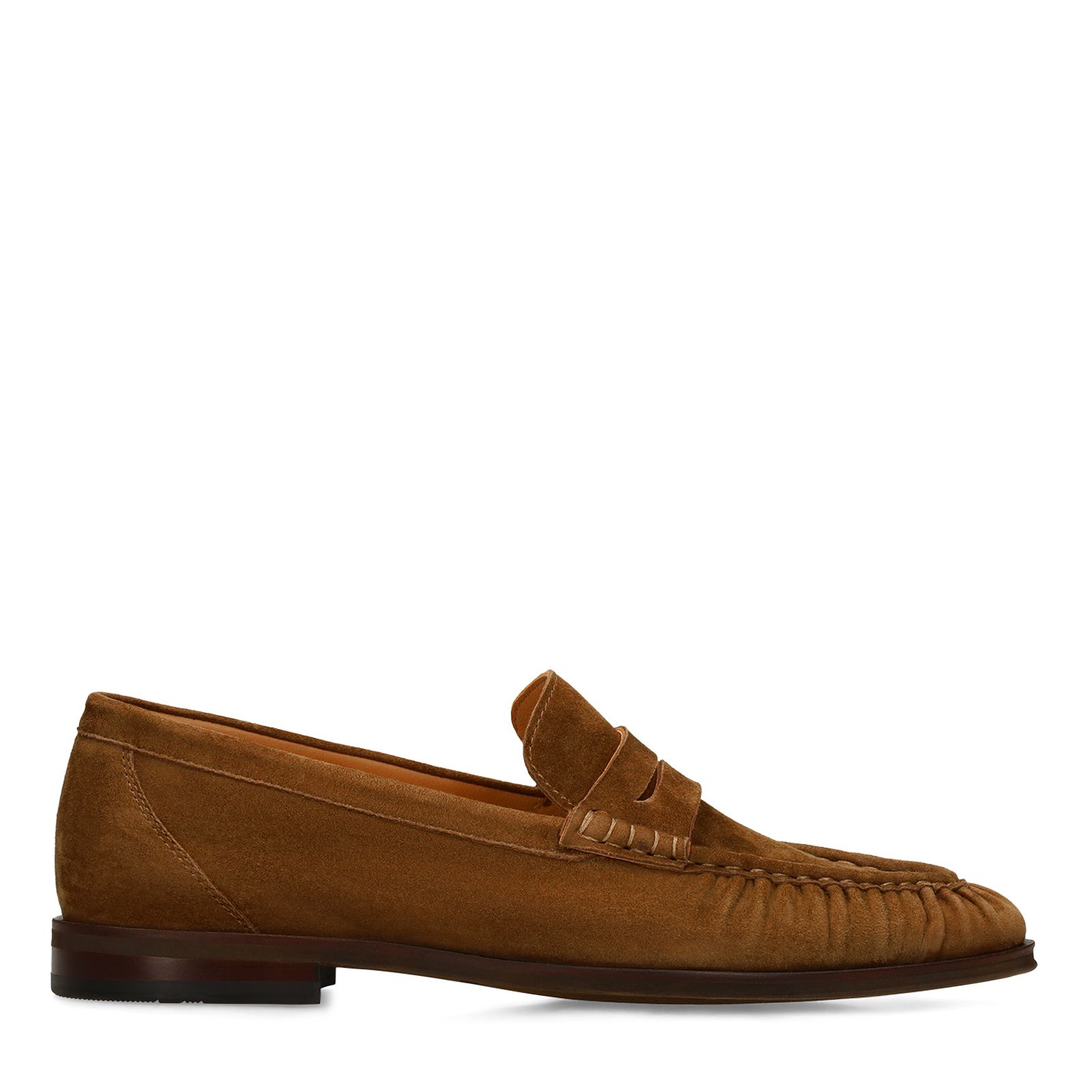 Taupefarbene Veloursleder-Loafer mit Details