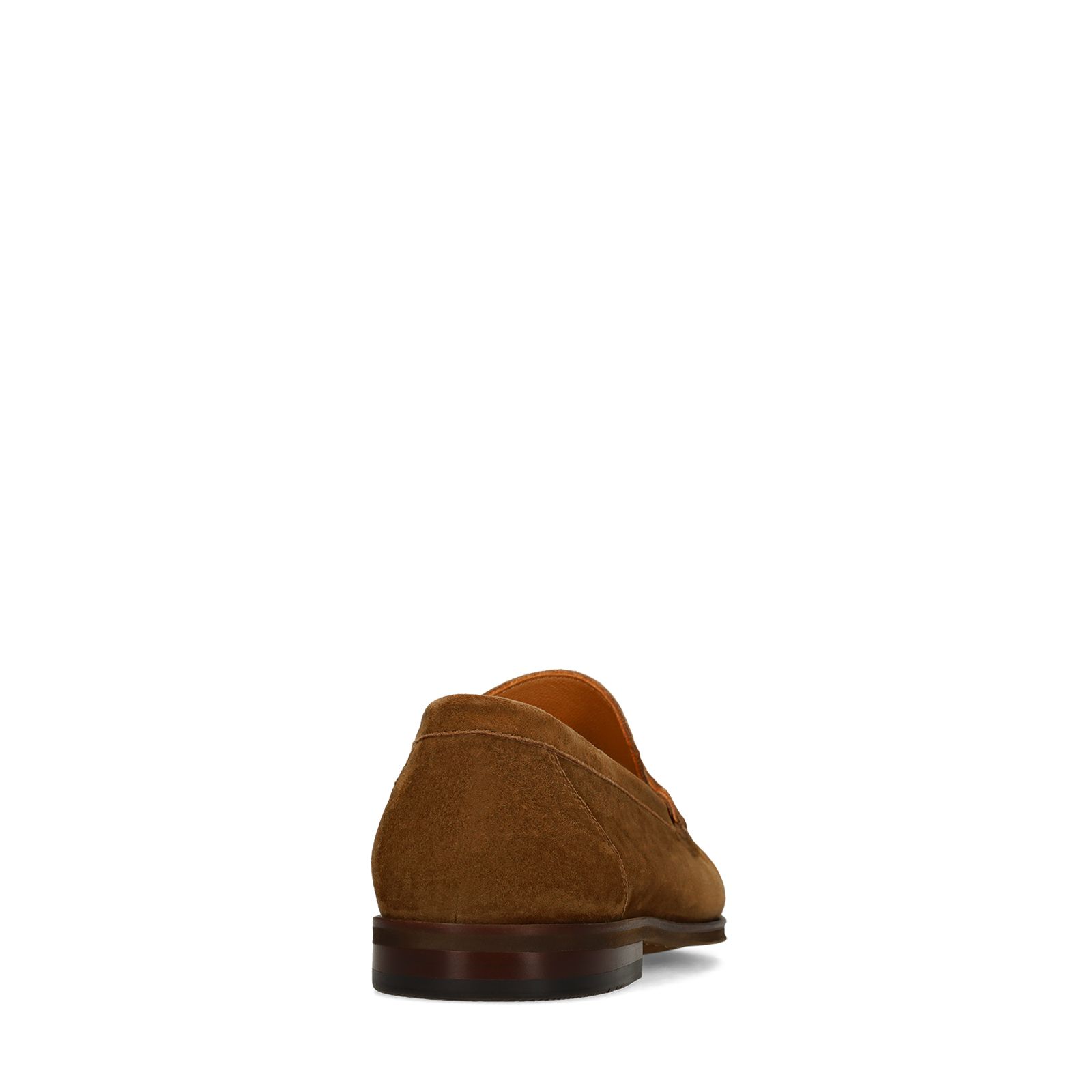 Taupe suède loafers met gestikte neus