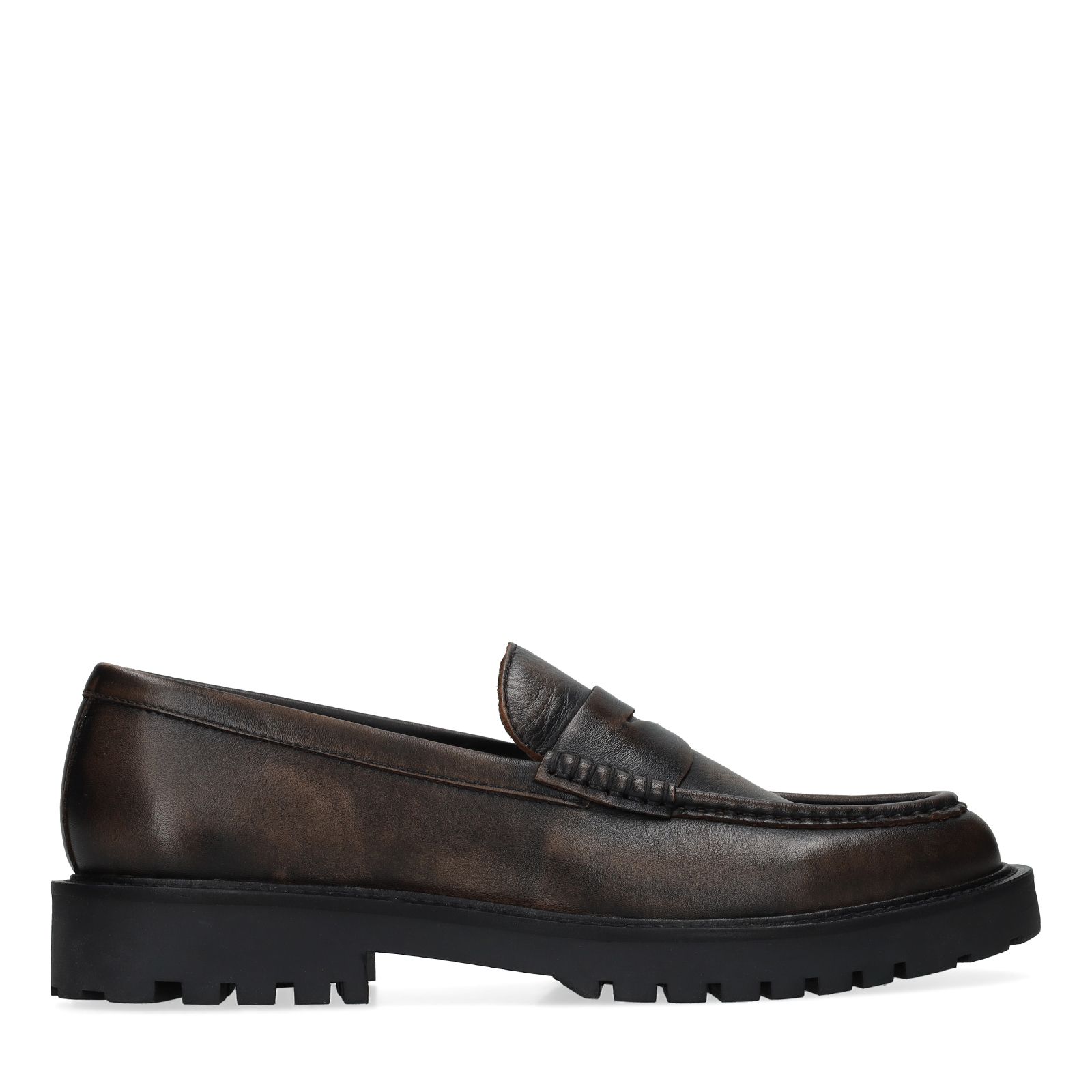 Taupefarbene Leder-Loafer in Washed-Optik