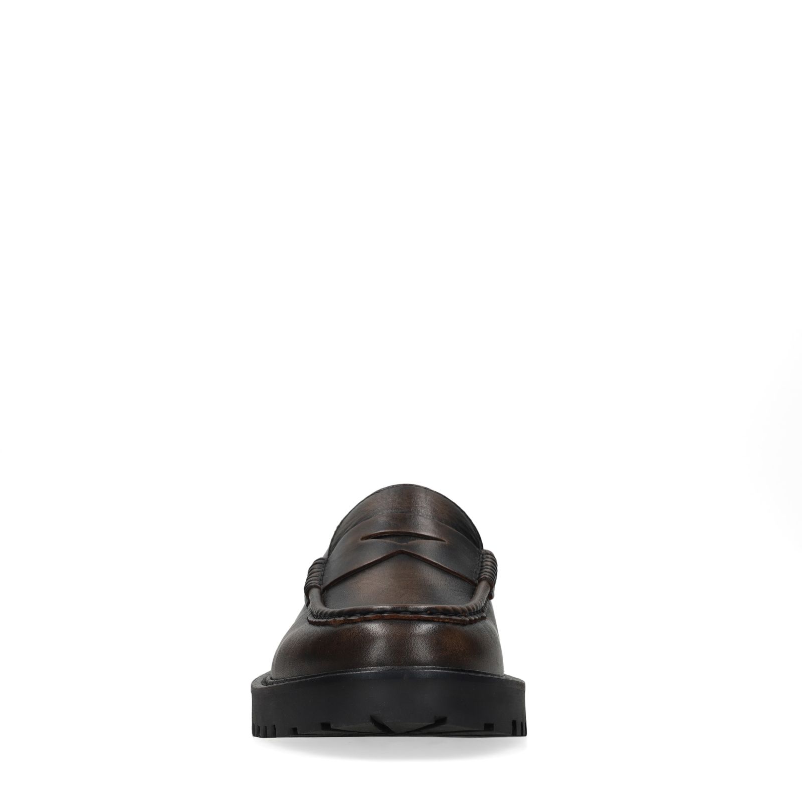 Taupefarbene Leder-Loafer in Washed-Optik