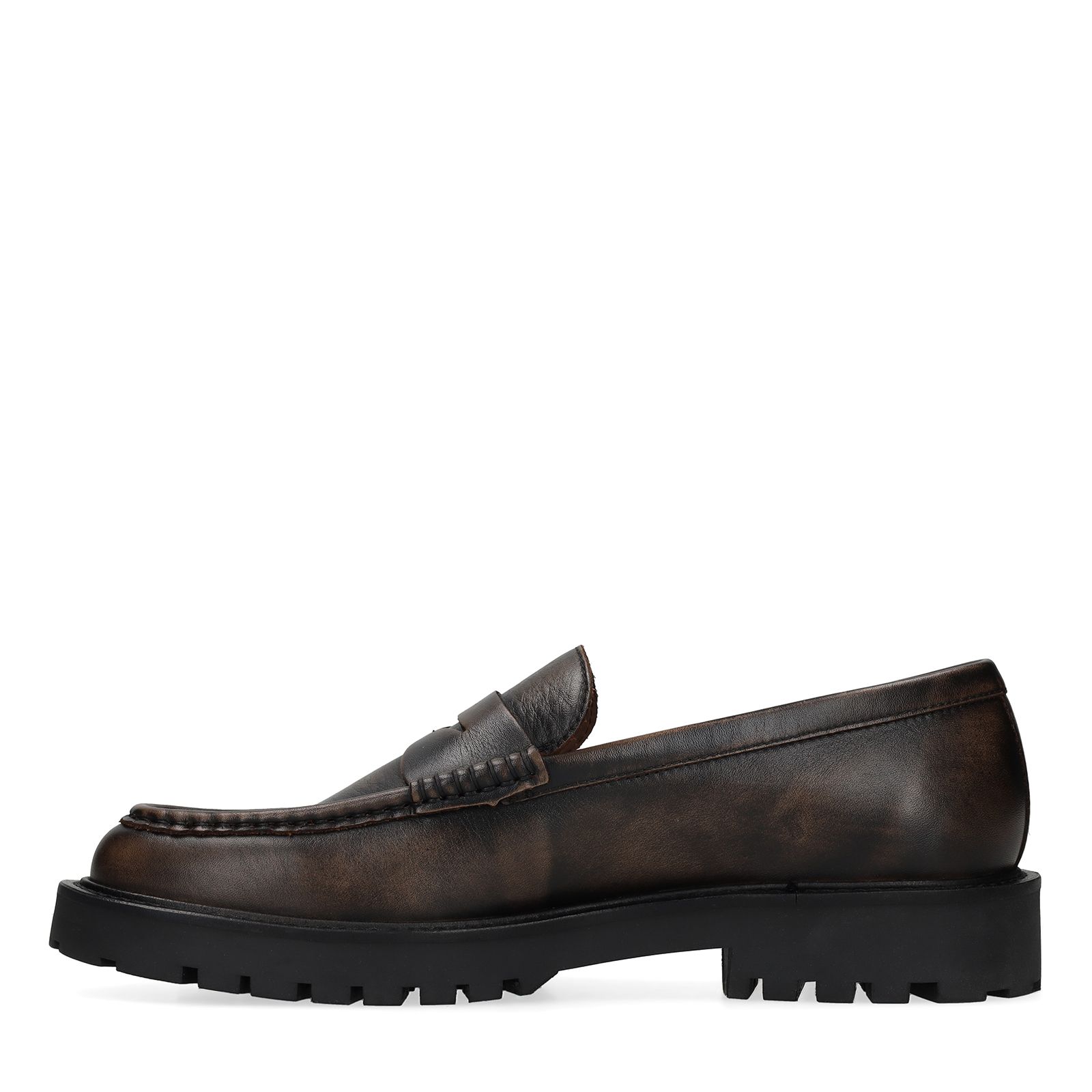 Taupefarbene Leder-Loafer in Washed-Optik