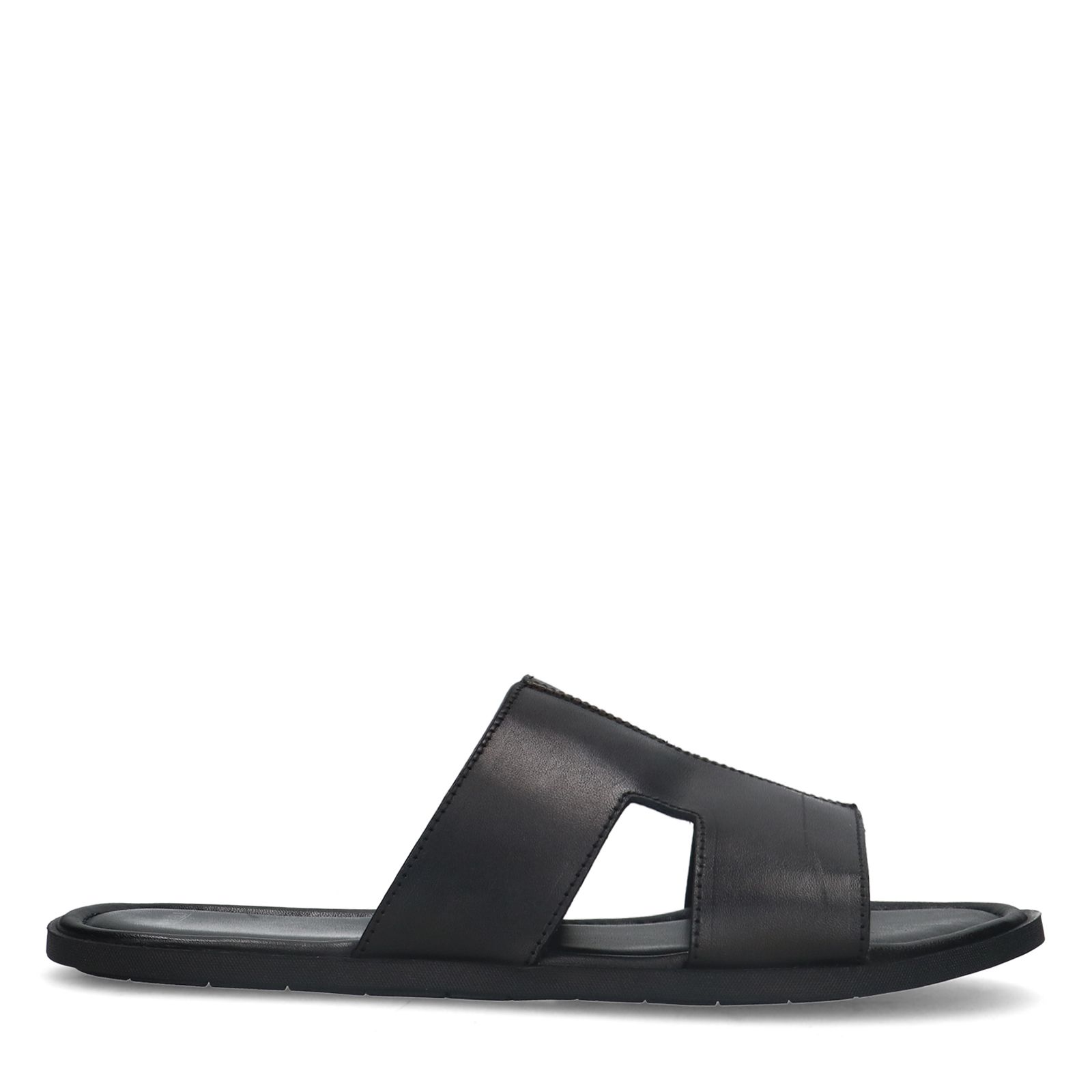 Zwarte leren slippers