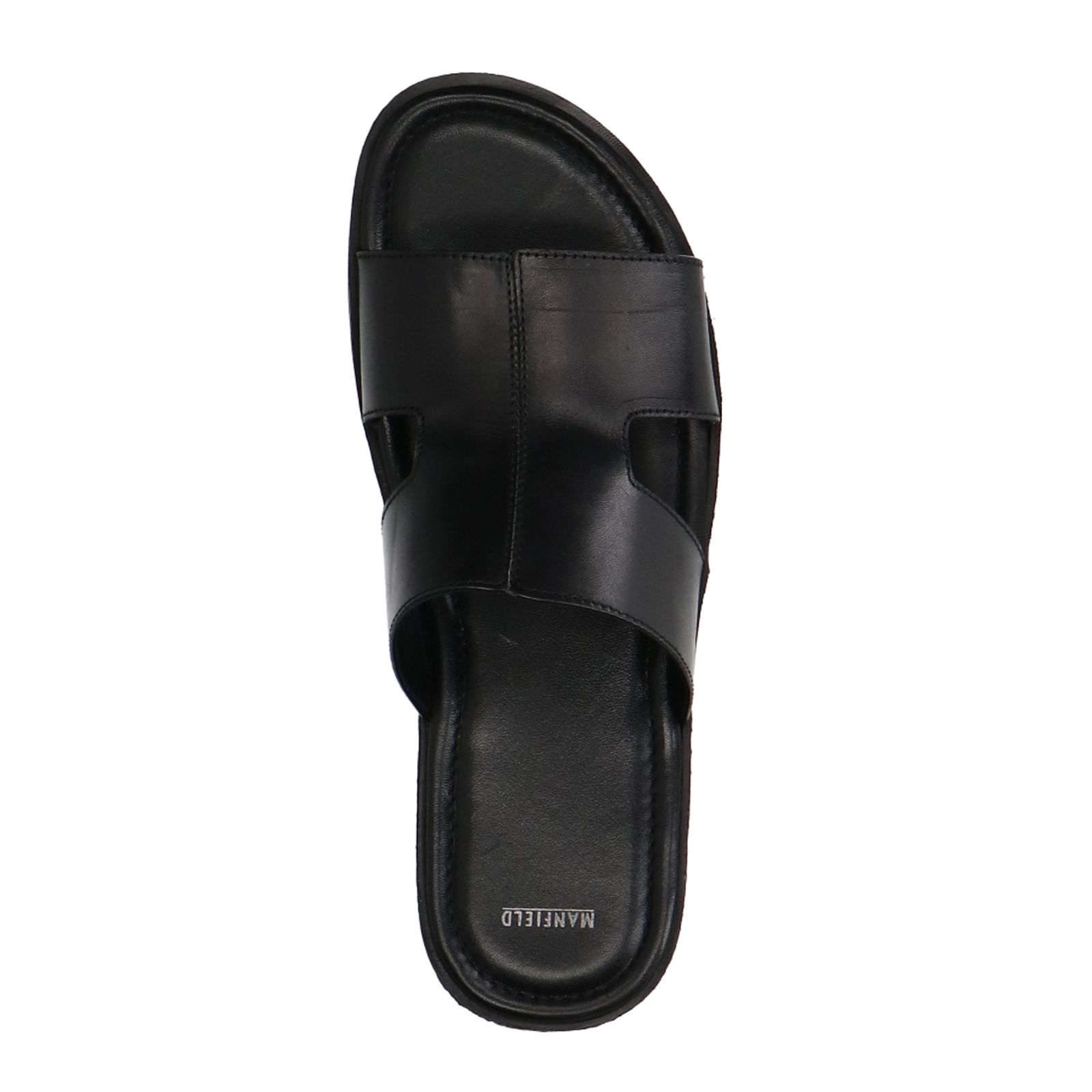 Zwarte leren slippers