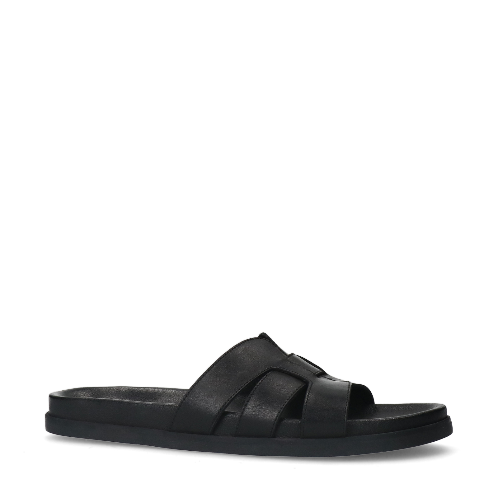 Zwarte leren slippers Slippers Manfield Manfield