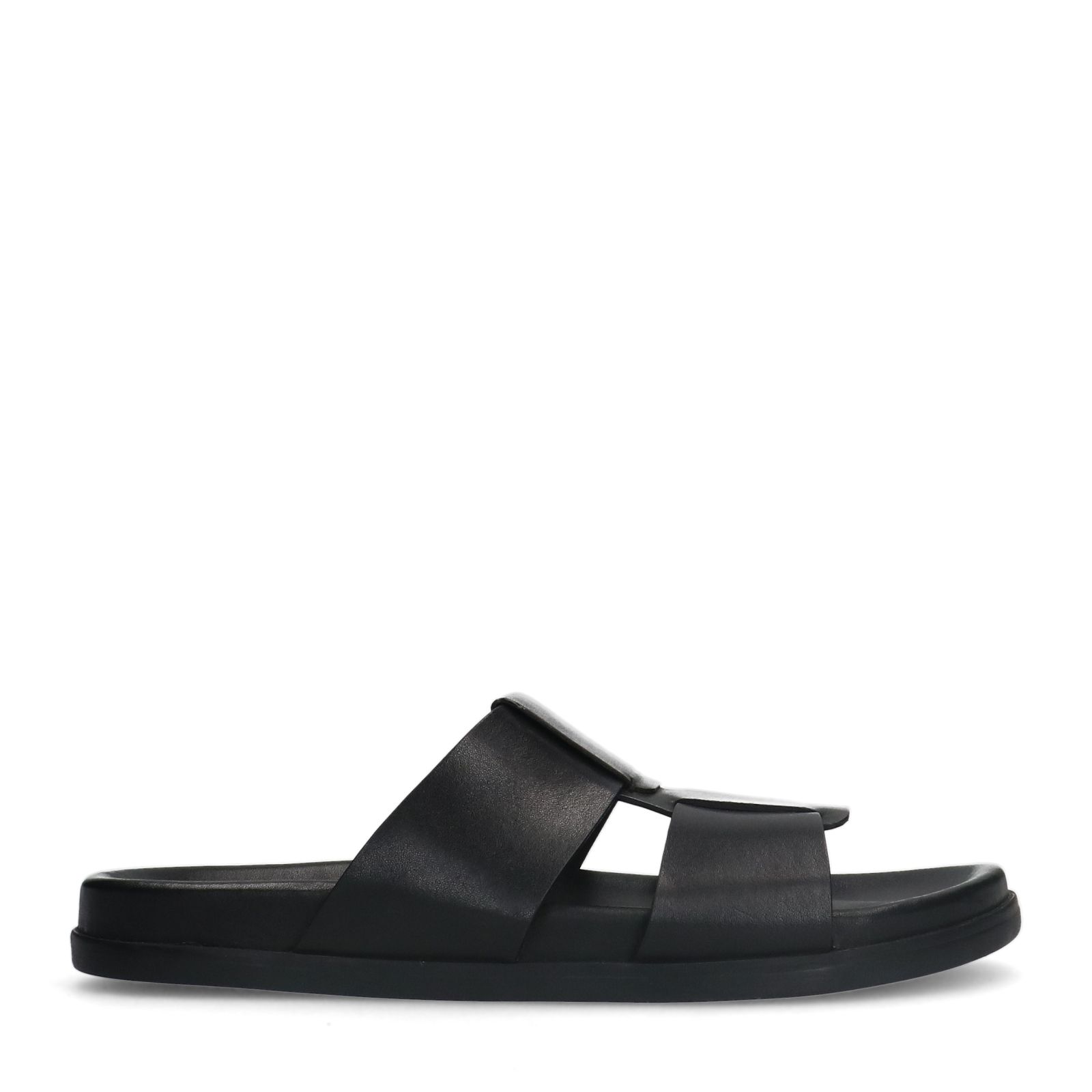 Zwarte leren slippers