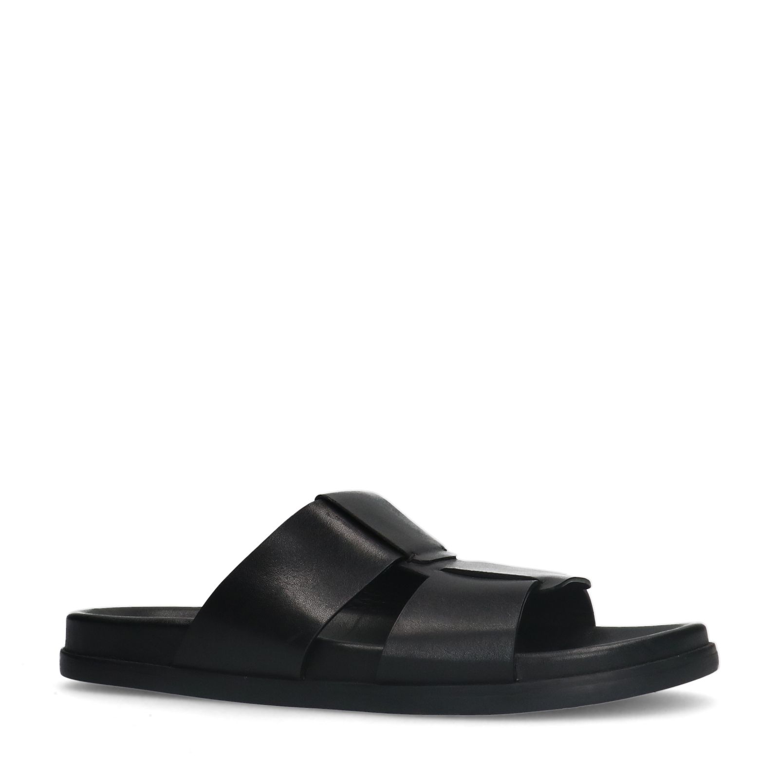 Zwarte leren slippers