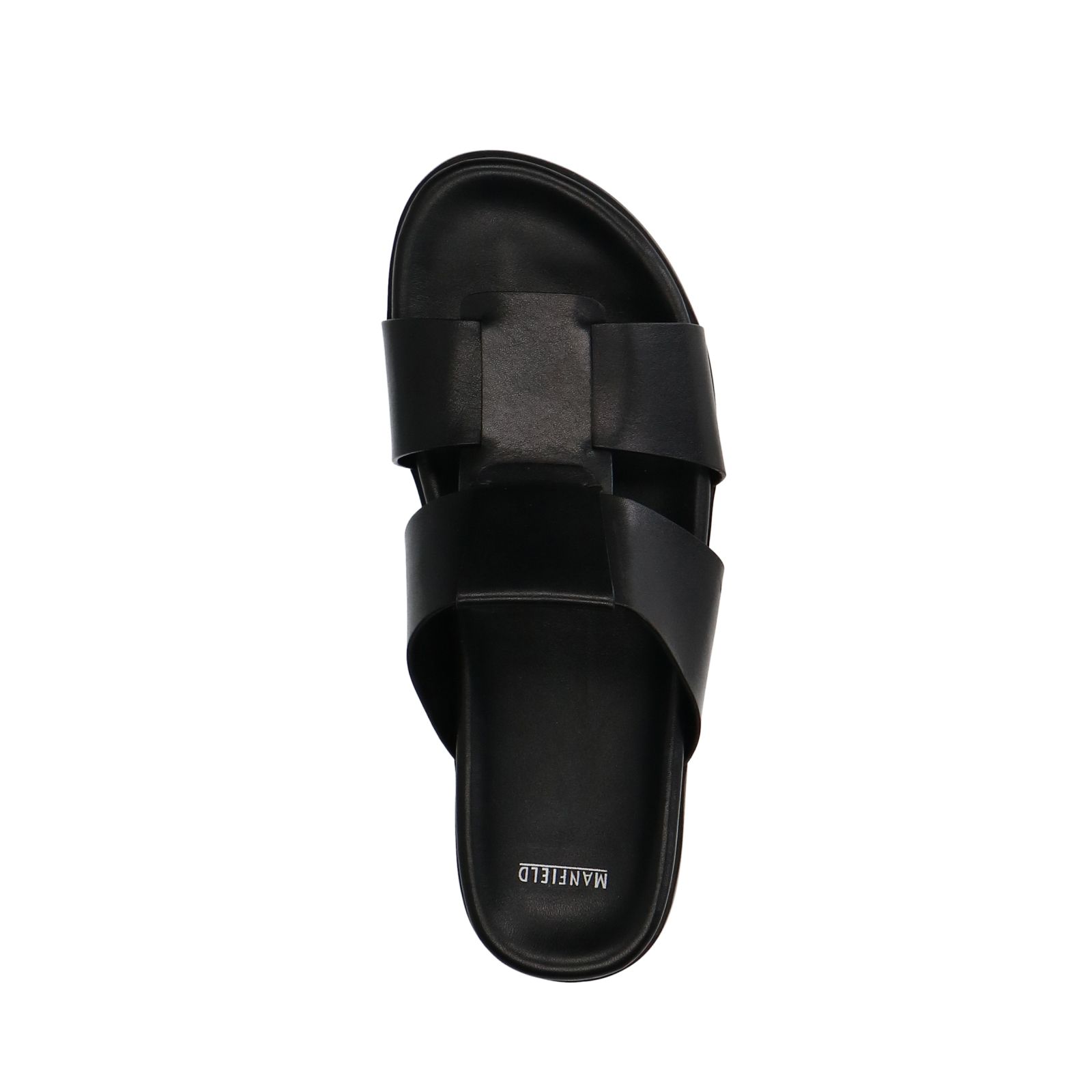 Zwarte leren slippers