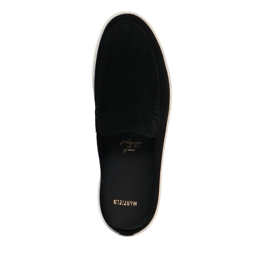 Zwarte suède slip on loafers