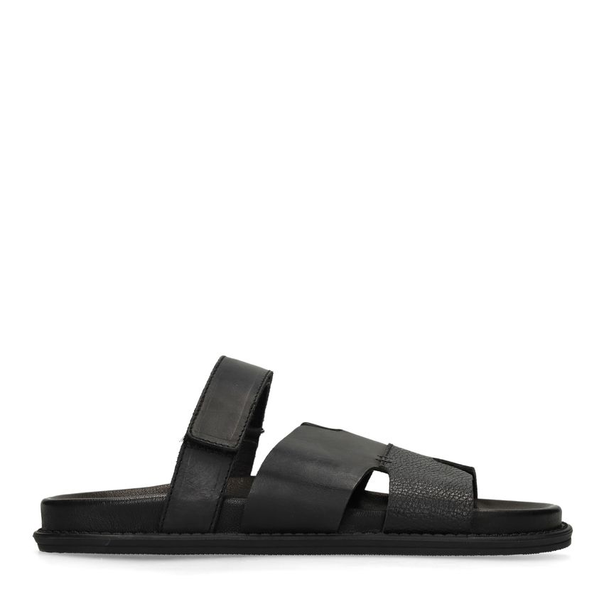 Schwarze Ledersandalen