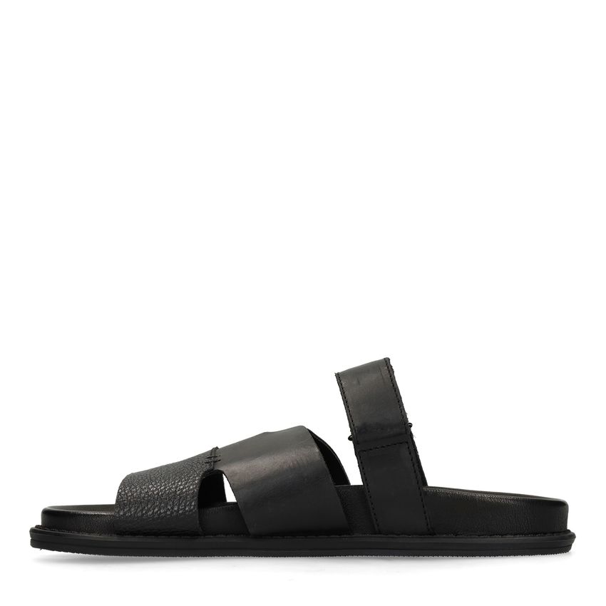 Zwarte leren slippers