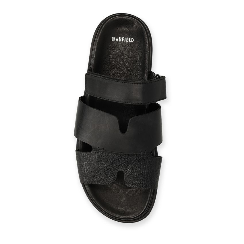 Schwarze Ledersandalen