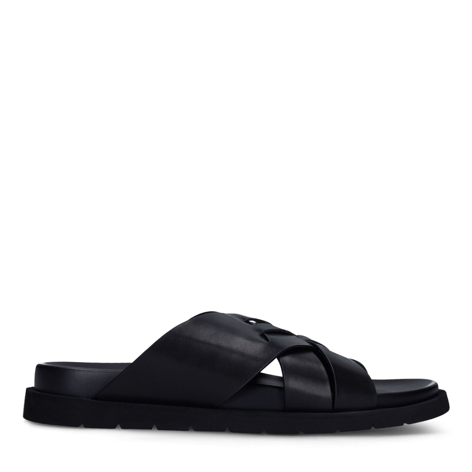 Schwarze Ledersandalen