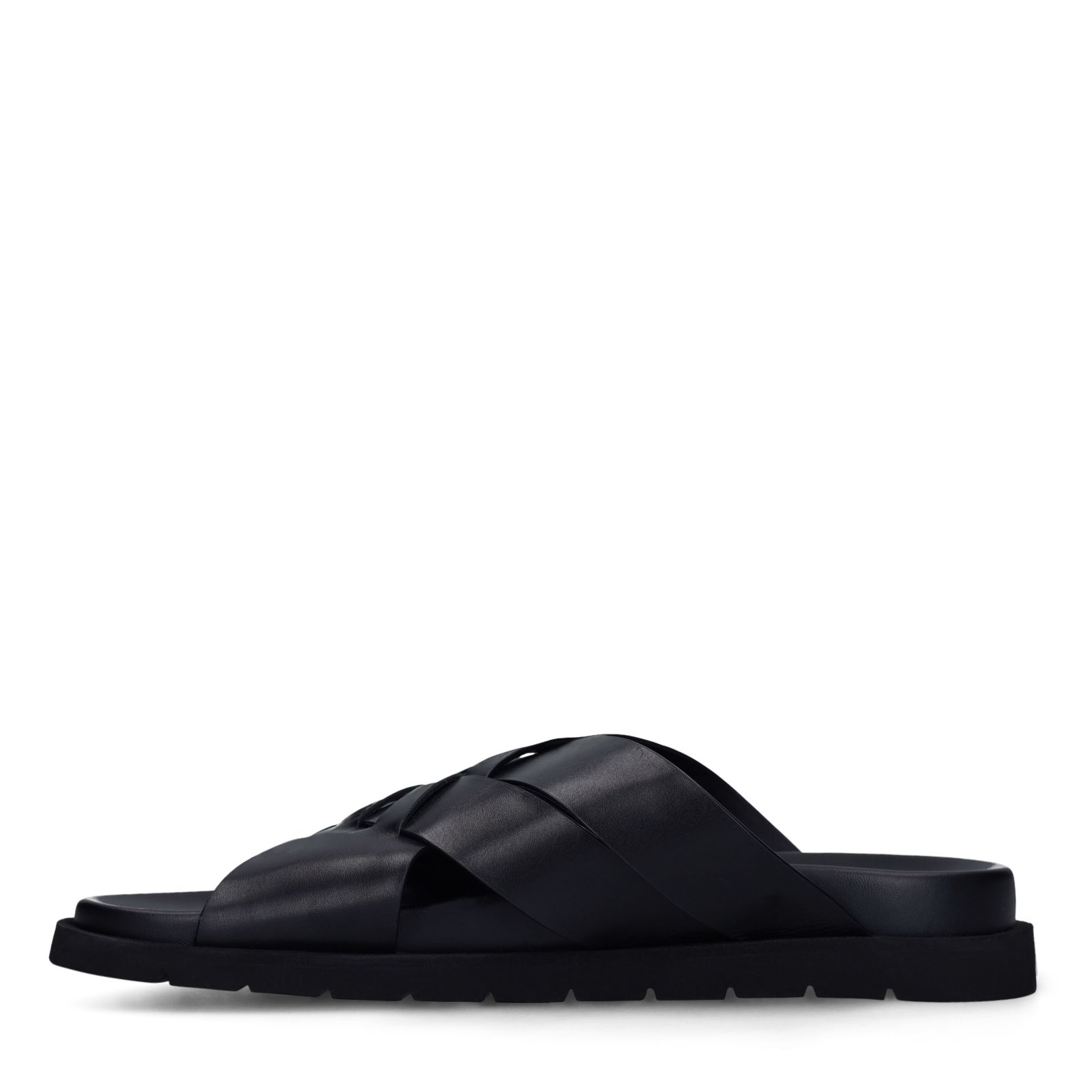 Schwarze Ledersandalen