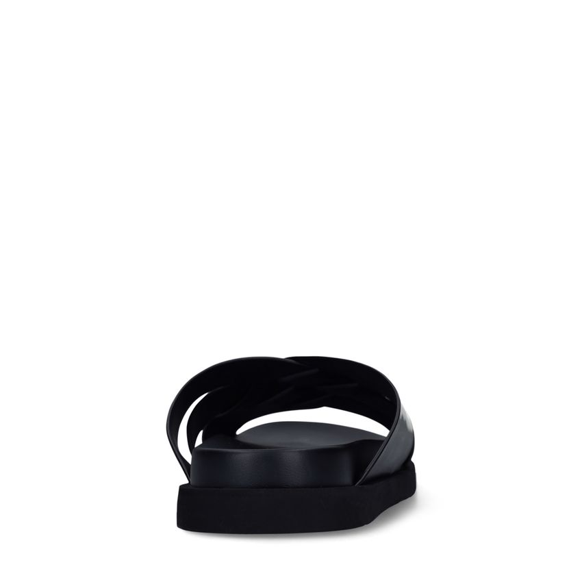 Zwarte leren slippers