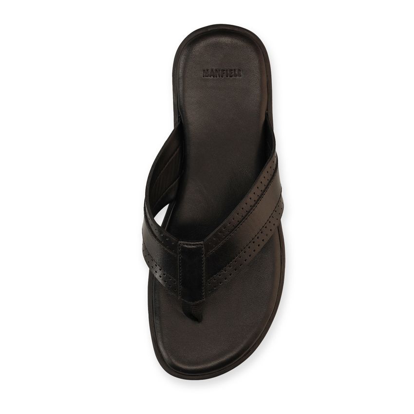 Schwarze Ledersandalen