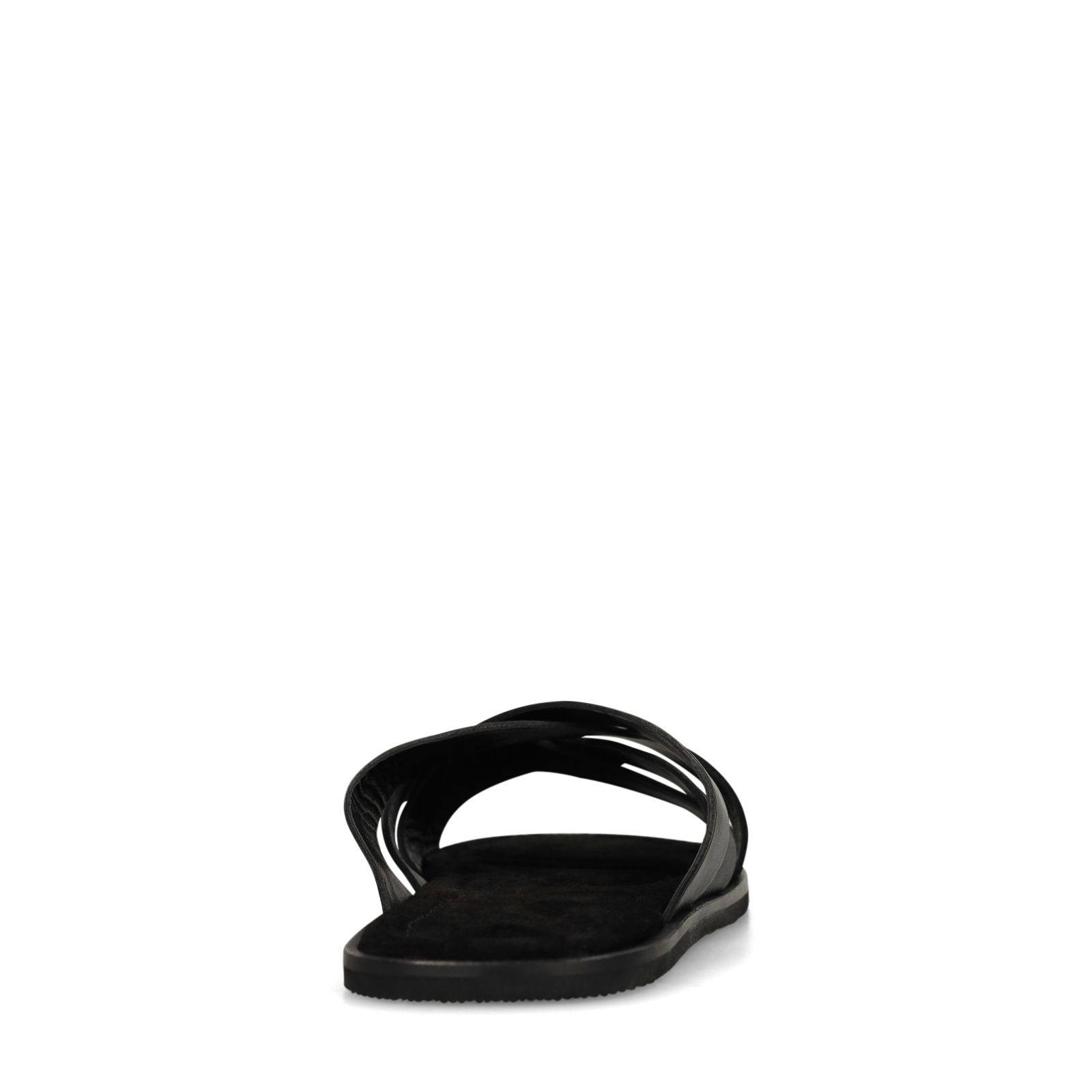 Zwarte leren gevlochten slippers
