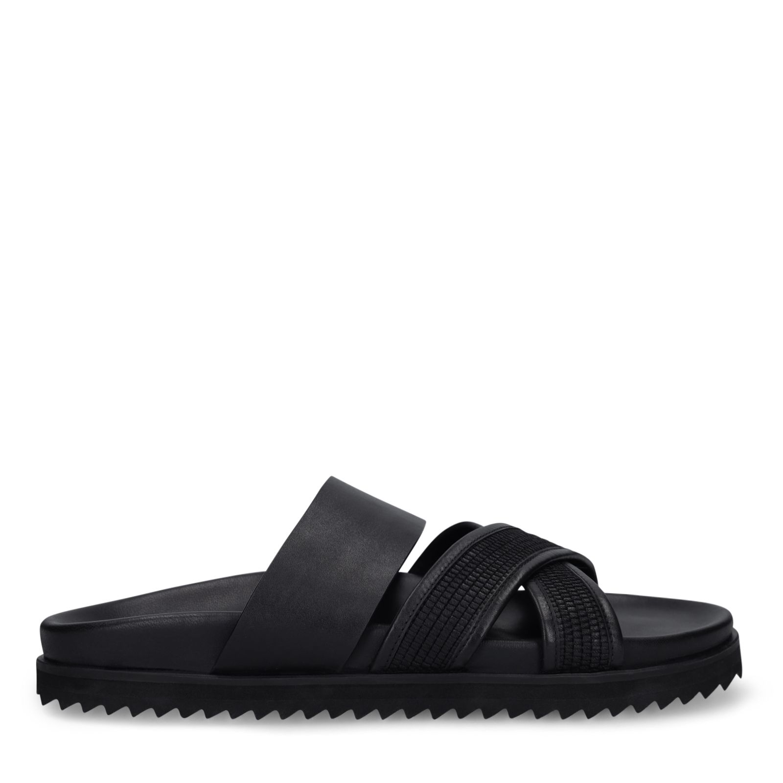 Schwarze Ledersandalen