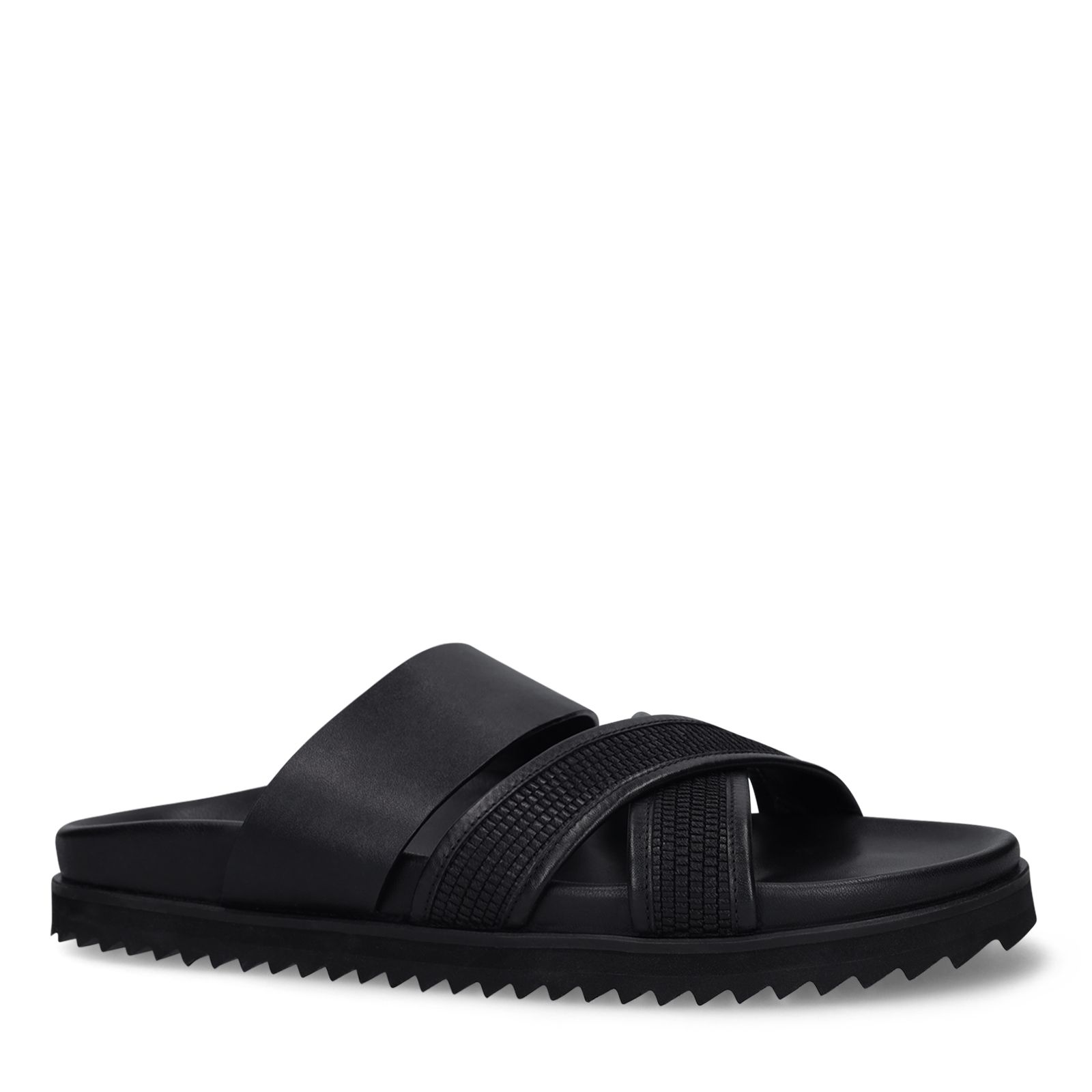 Zwarte leren slippers
