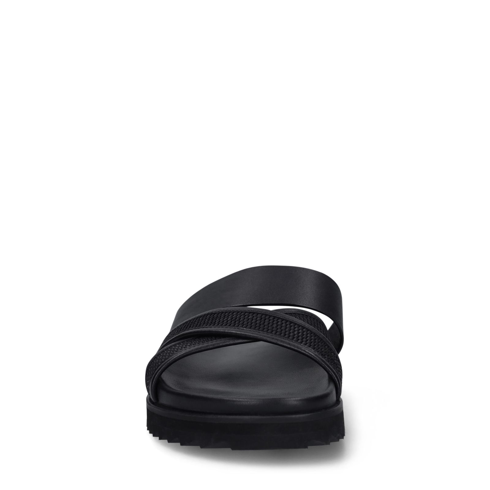 Zwarte leren slippers