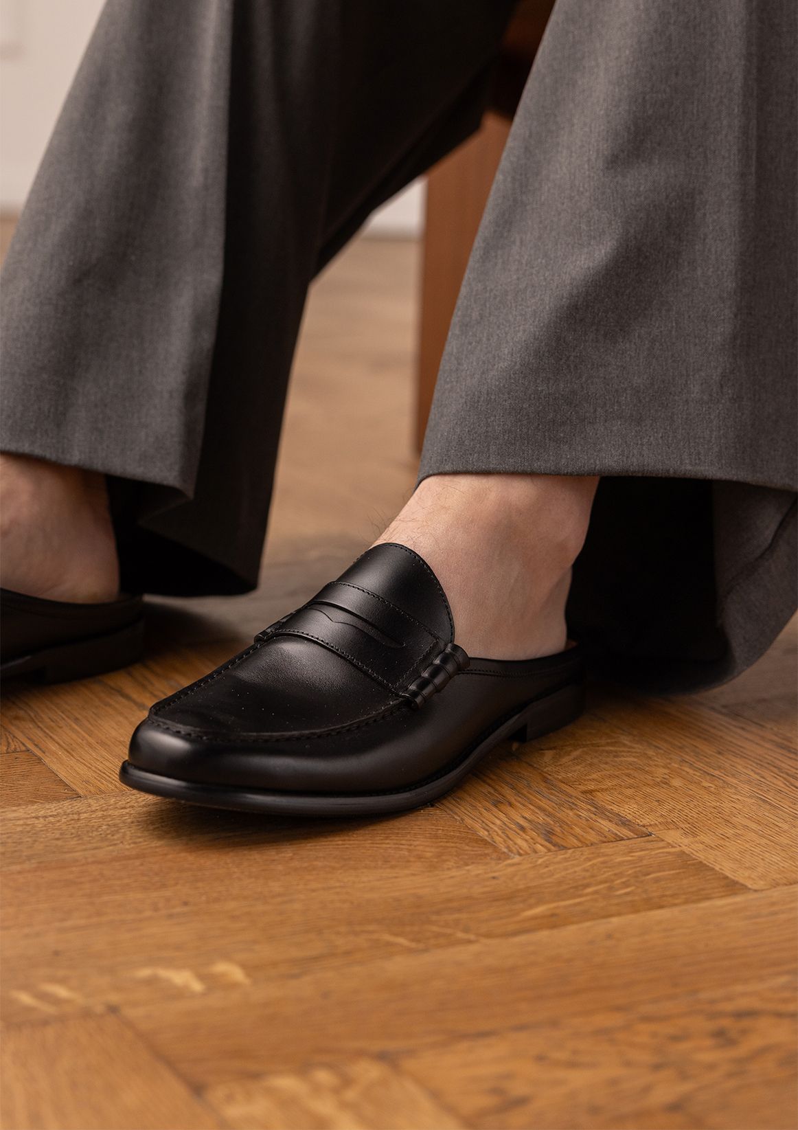 Schwarze Leder-Loafer