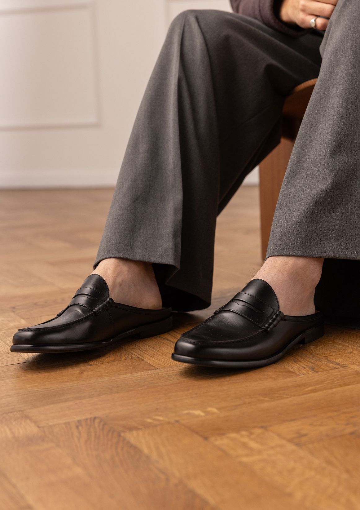 Schwarze Leder-Loafer