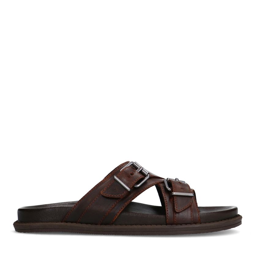 Bruine leren slippers