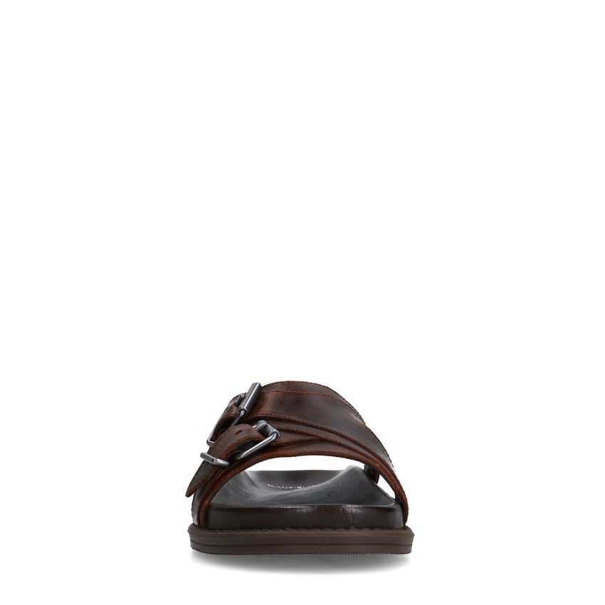 Bruine leren slippers