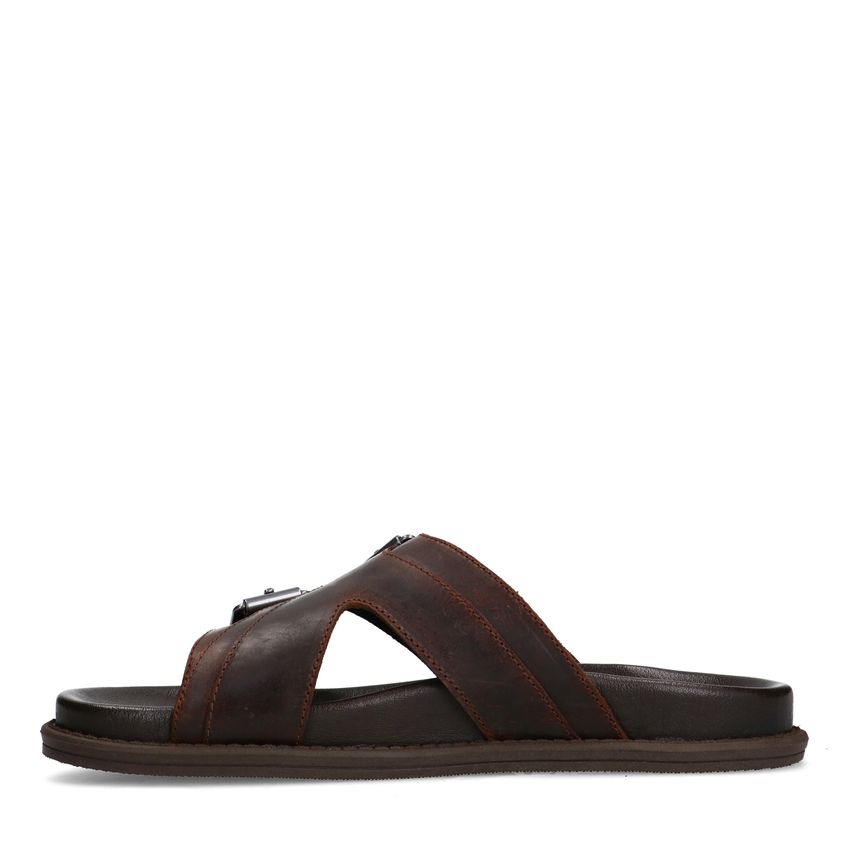 Bruine leren slippers