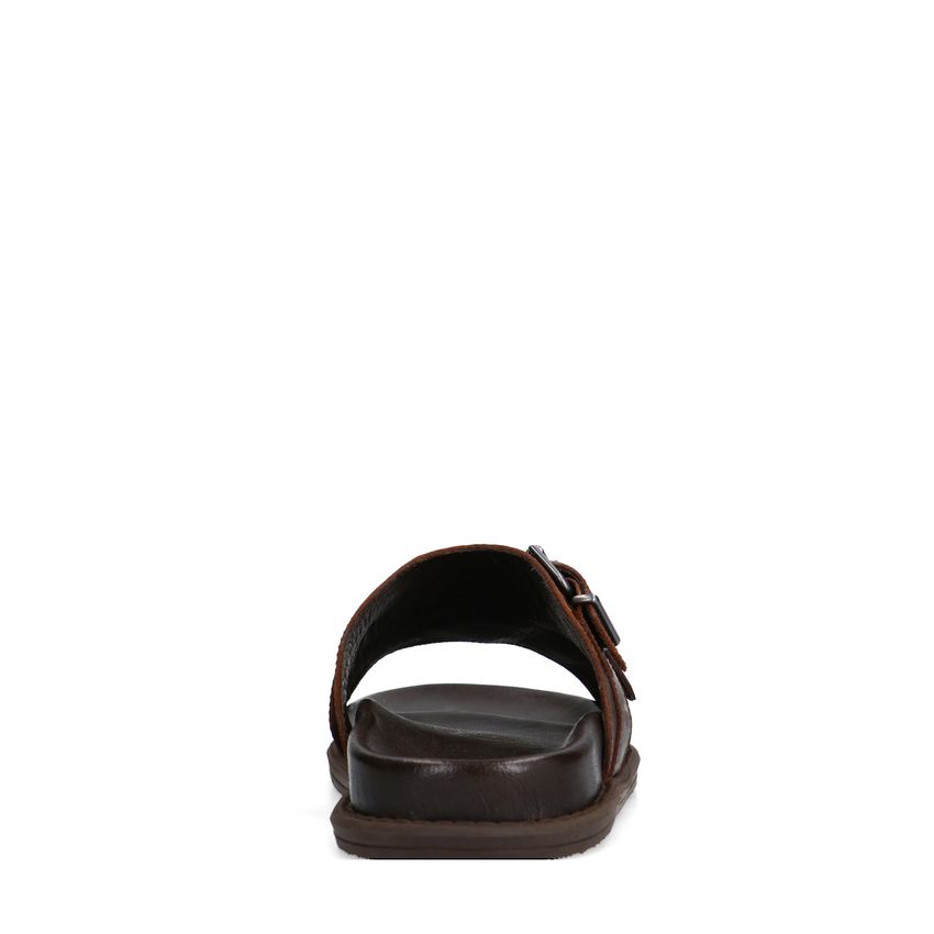 Bruine leren slippers