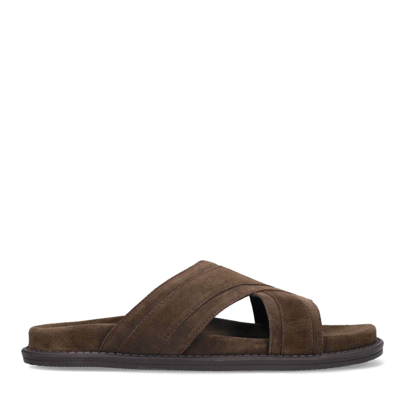 Dunkelbraune Veloursleder-Sandalen