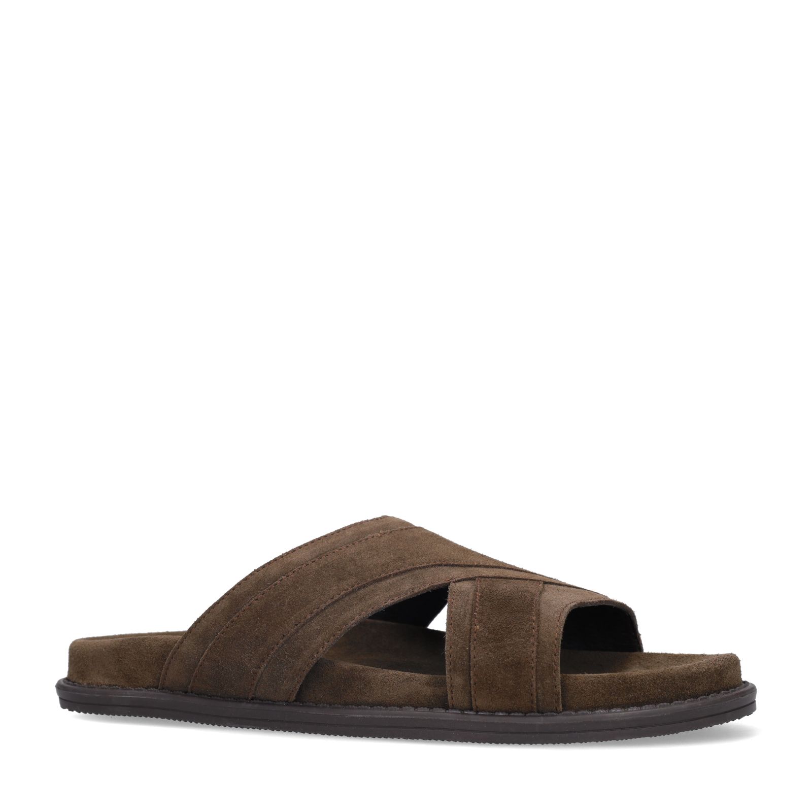 Dunkelbraune Veloursleder-Sandalen