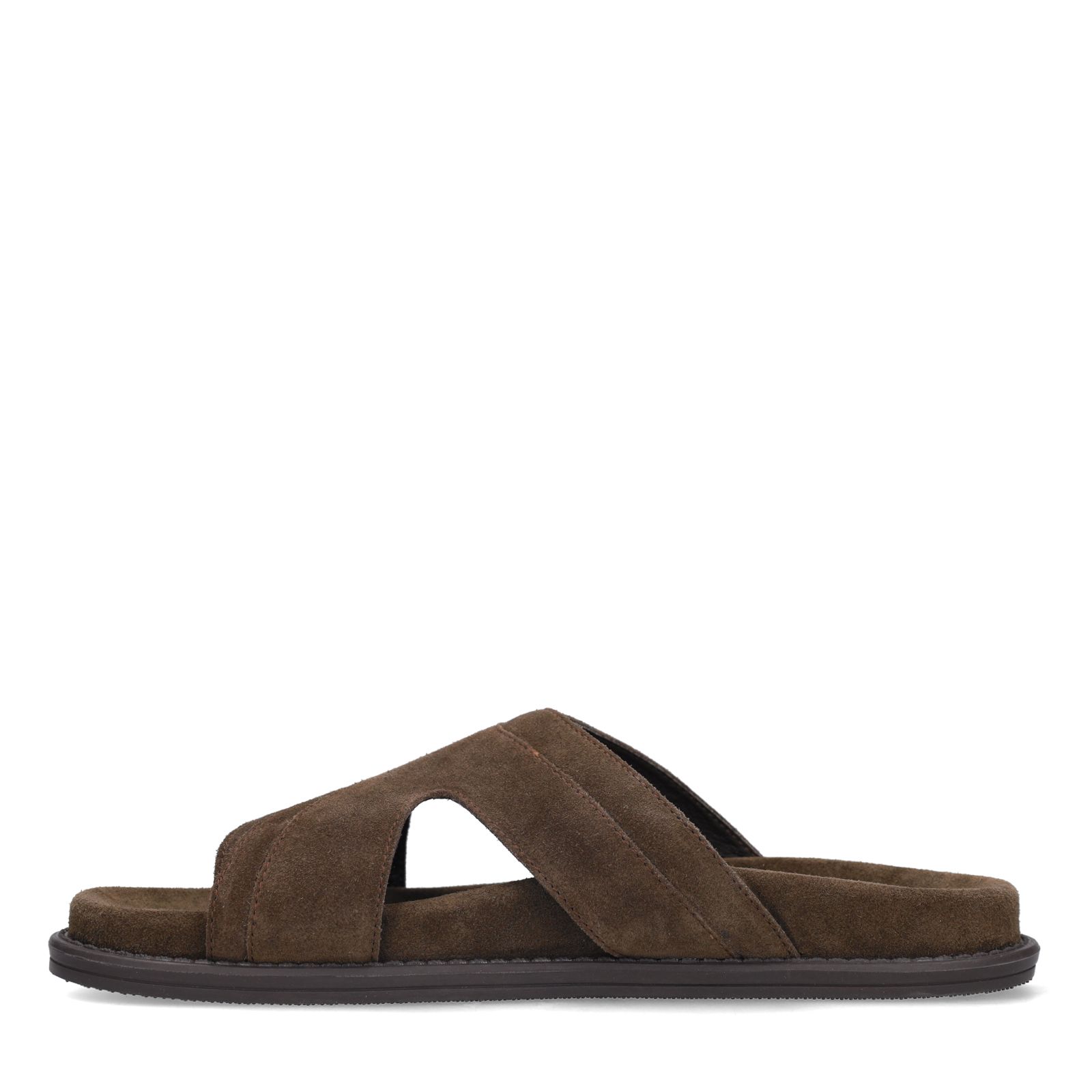 Dunkelbraune Veloursleder-Sandalen