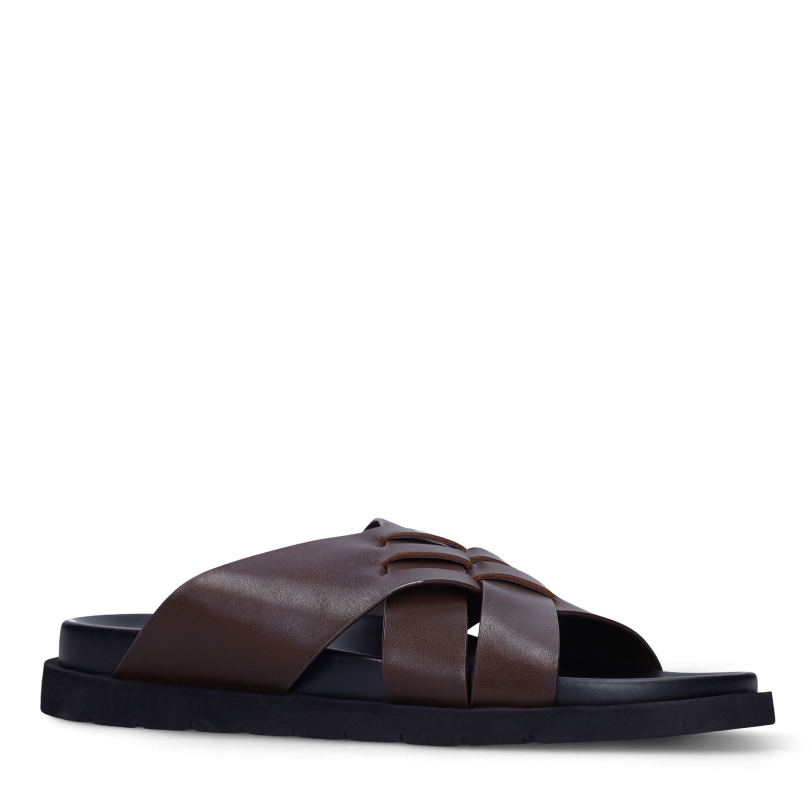 Bruine leren slippers
