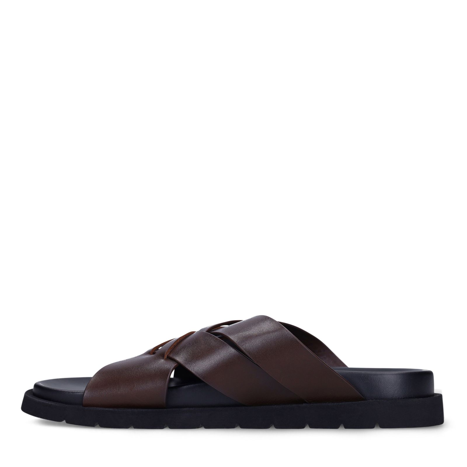 Bruine leren slippers