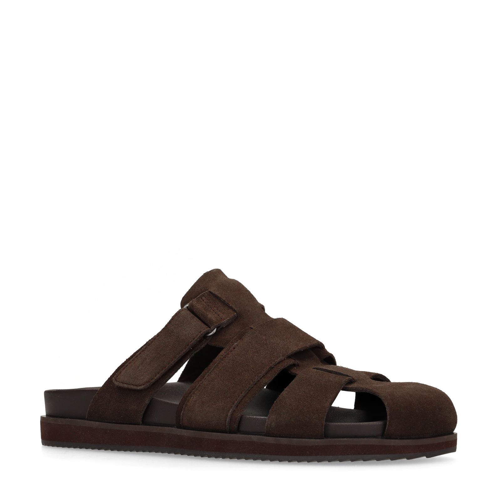Donkerbruine suède slippers