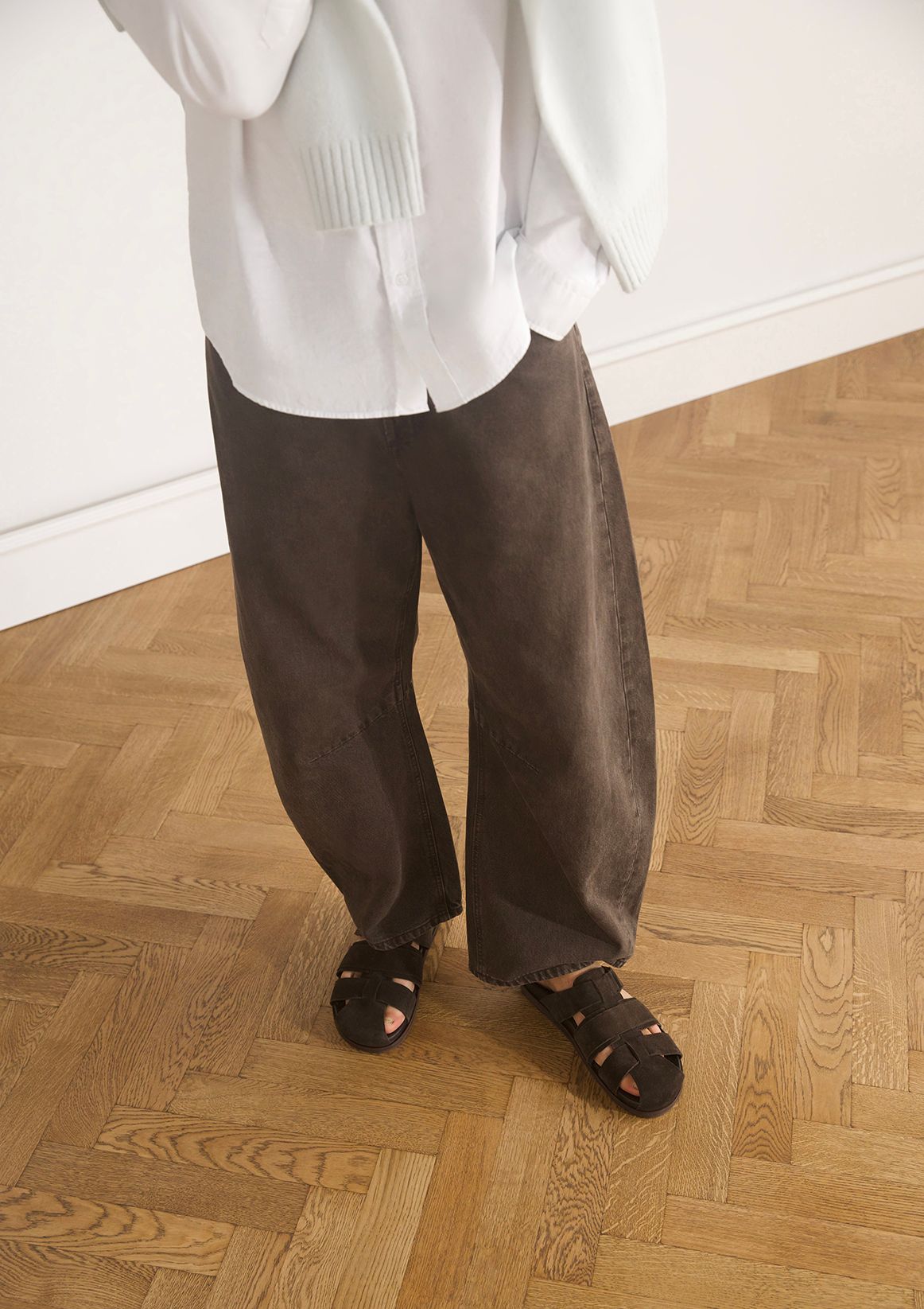 Donkerbruine suède slippers