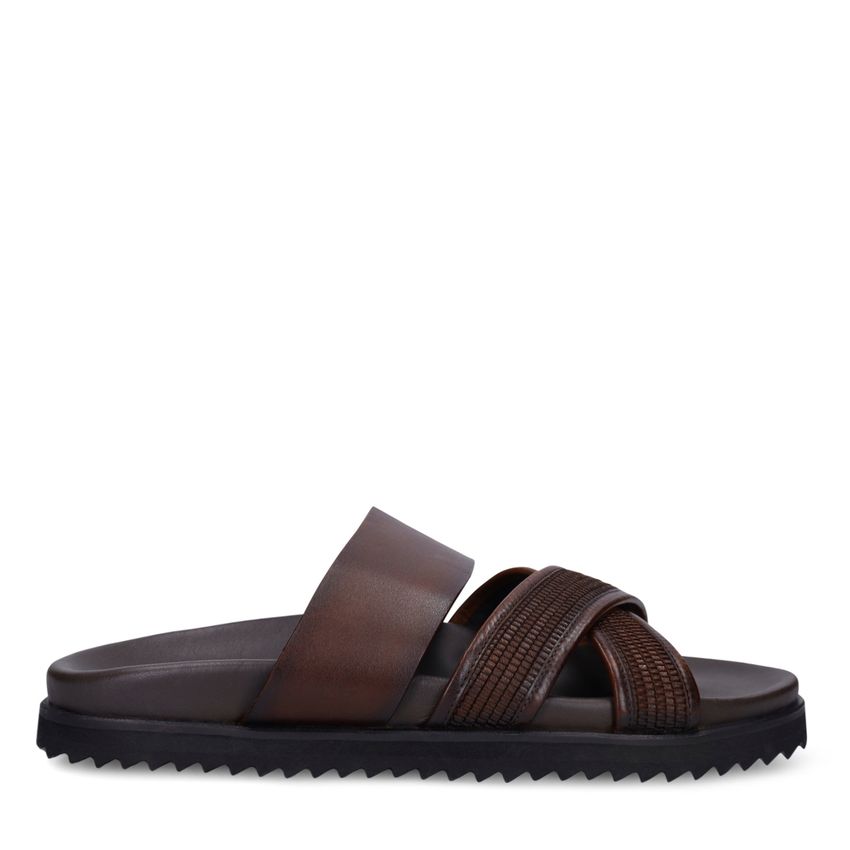 Bruine leren slippers