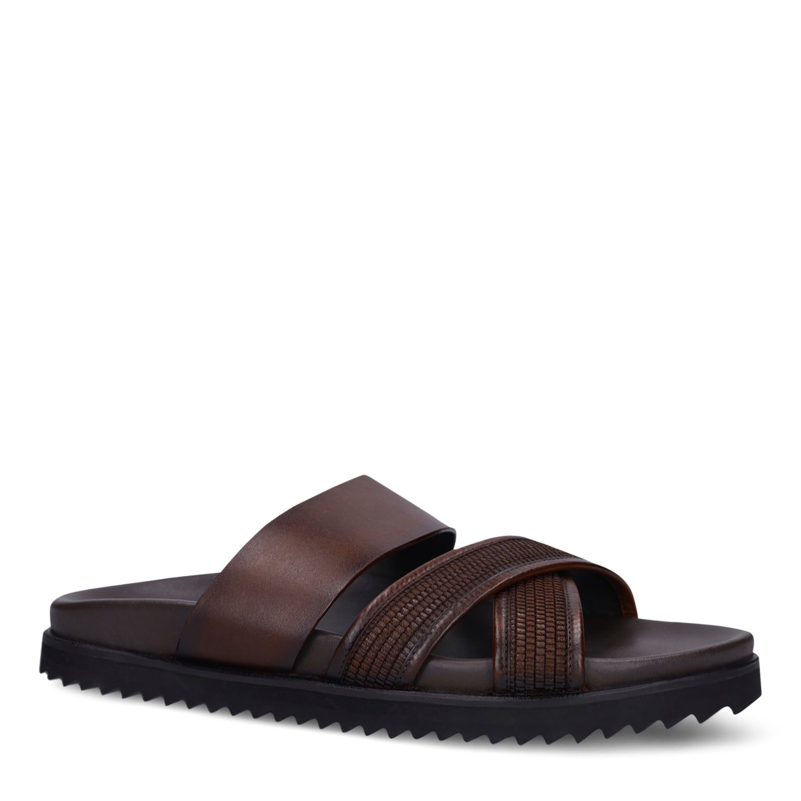Bruine leren slippers