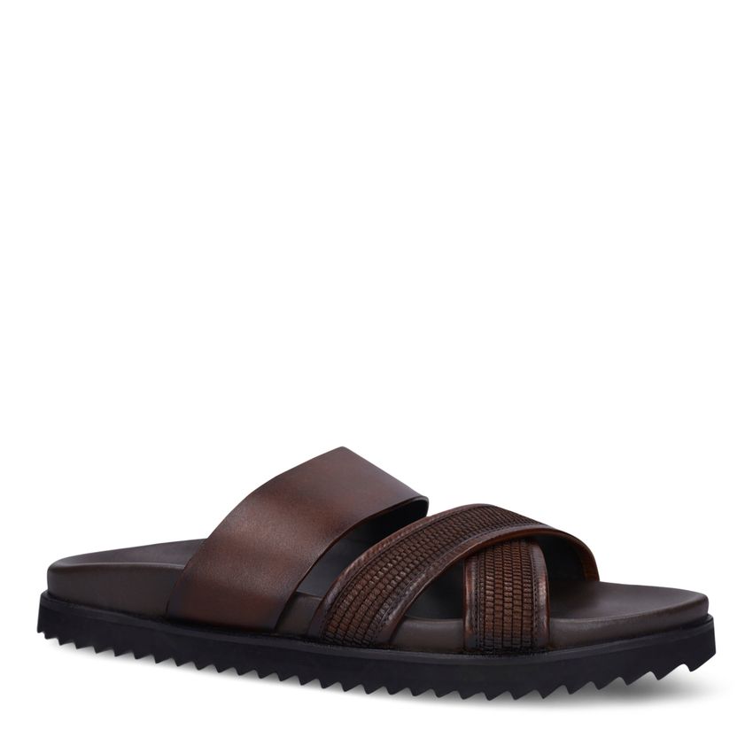 Bruine leren slippers