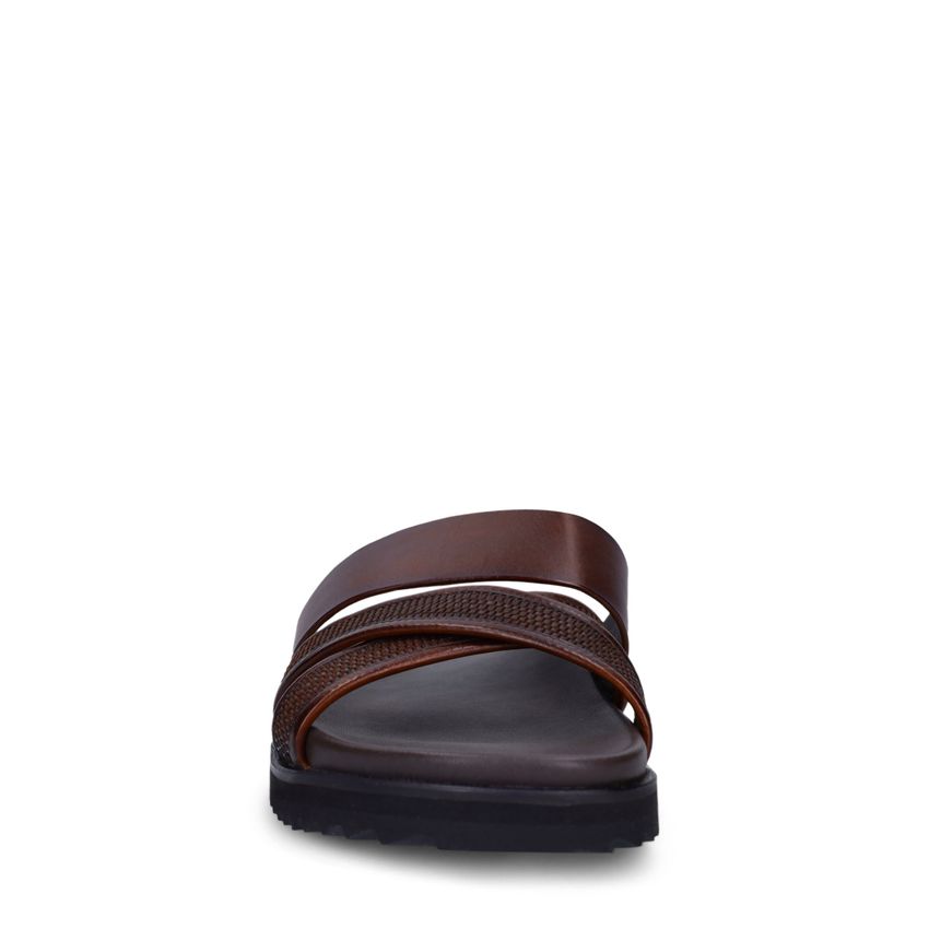 Bruine leren slippers