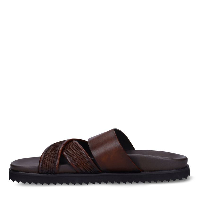 Bruine leren slippers