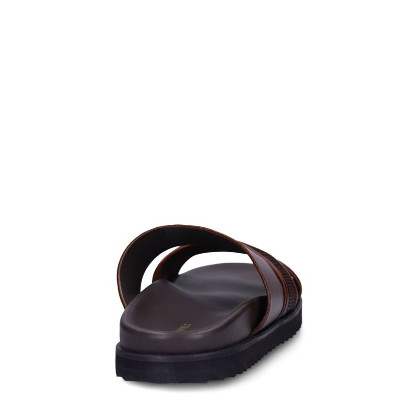 Bruine leren slippers