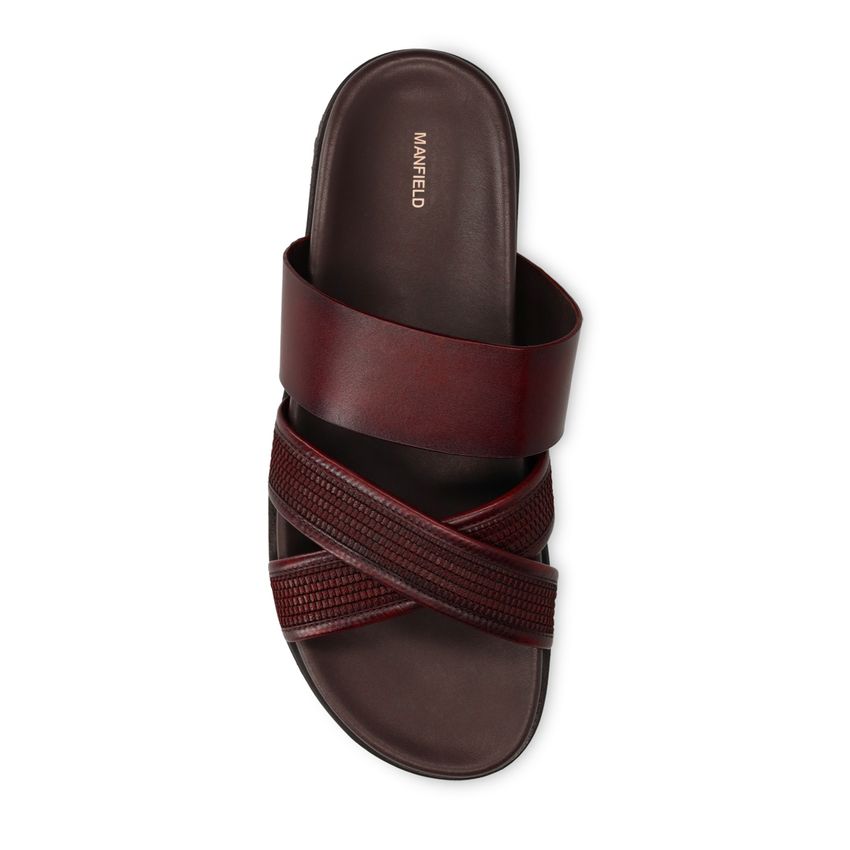 Bruine leren slippers