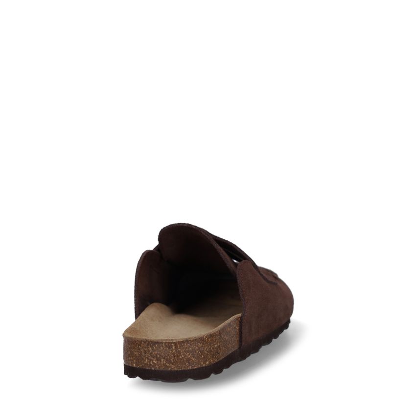 Dunkelbraune Veloursleder-Clogs