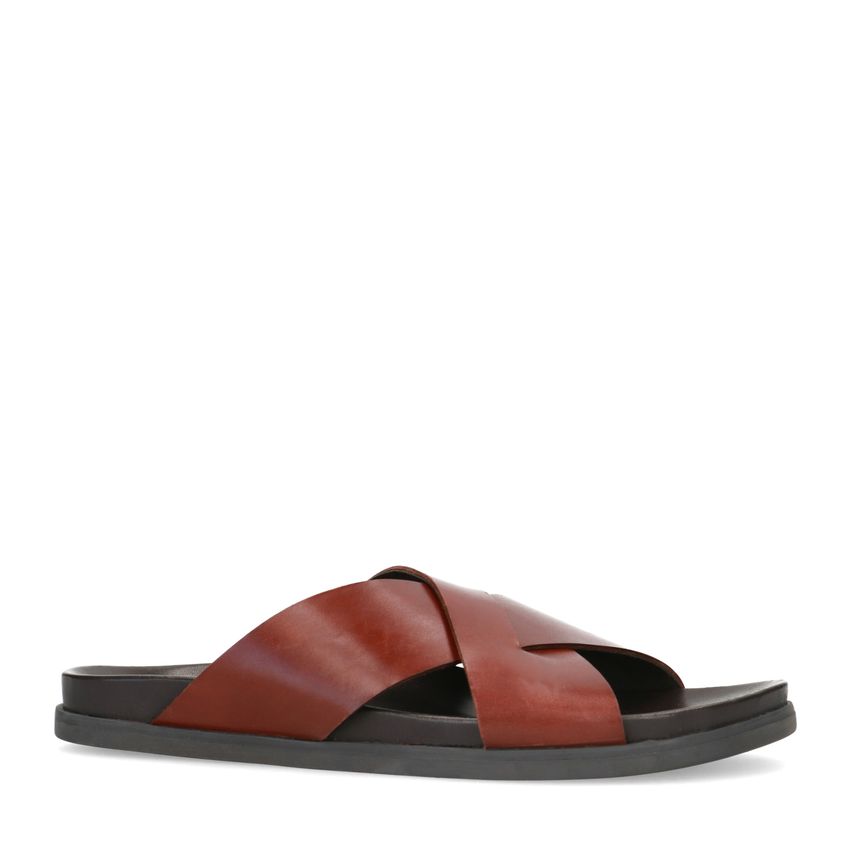 Cognac leren sandalen