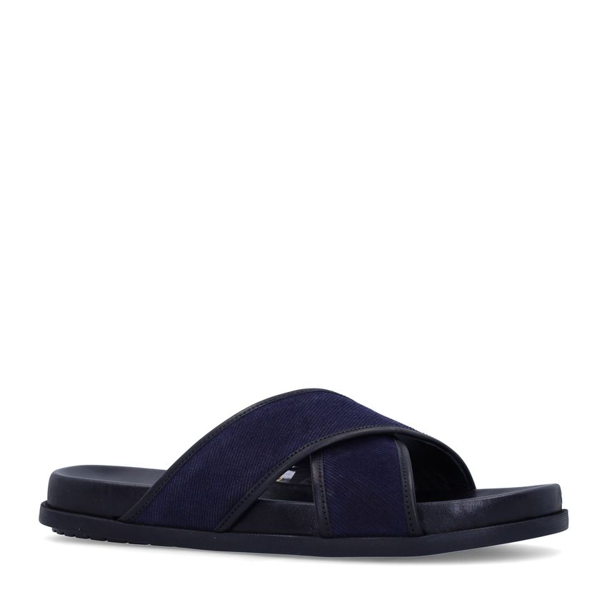 Donkerblauwe suède slippers