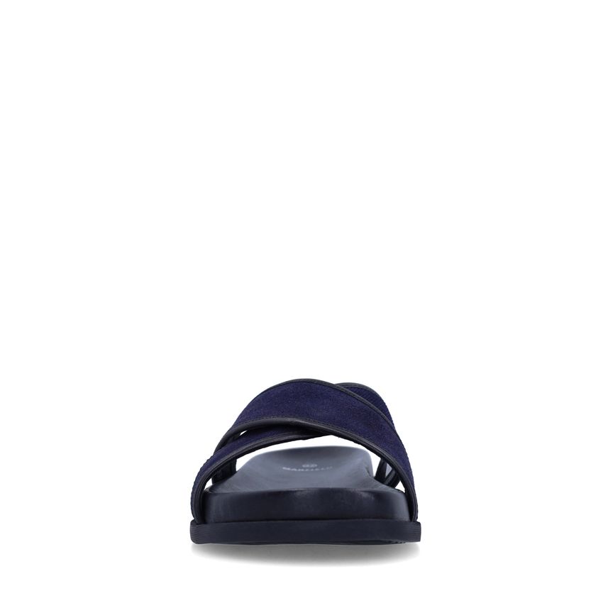 Donkerblauwe suède slippers