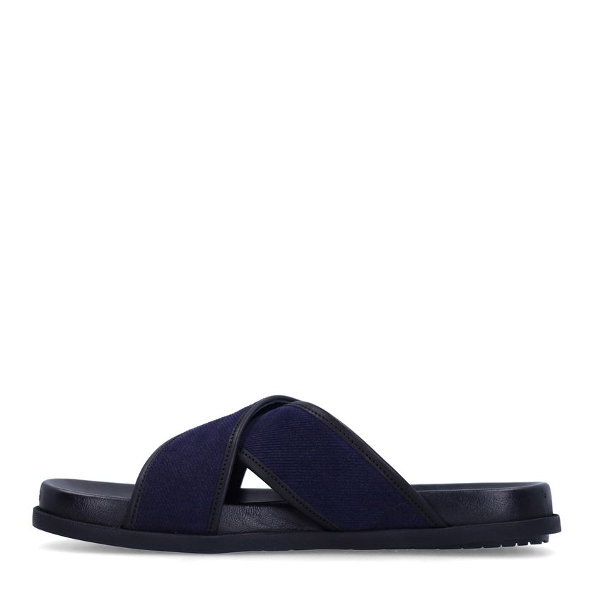 Donkerblauwe suède slippers